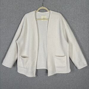Cuddle Duds Cardigan Women Medium White Sherpa Open Sweatshirt Lounge Comfy Cozy